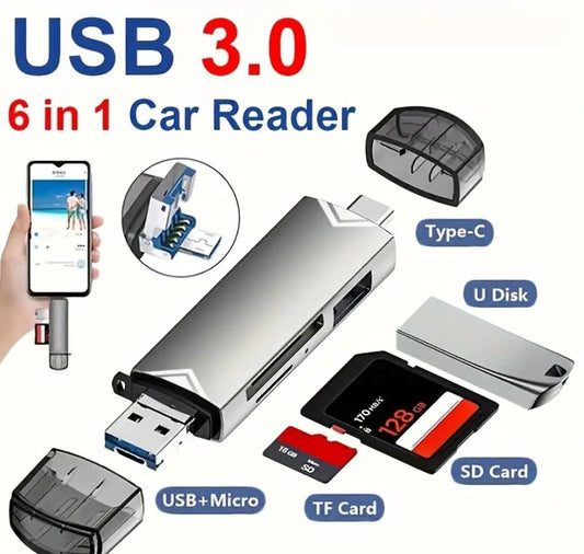 6-in-1 USB 3.0 High-speed Transfer 5Gbps Rate Card Reader, Type-c Android Interface Plug And Play