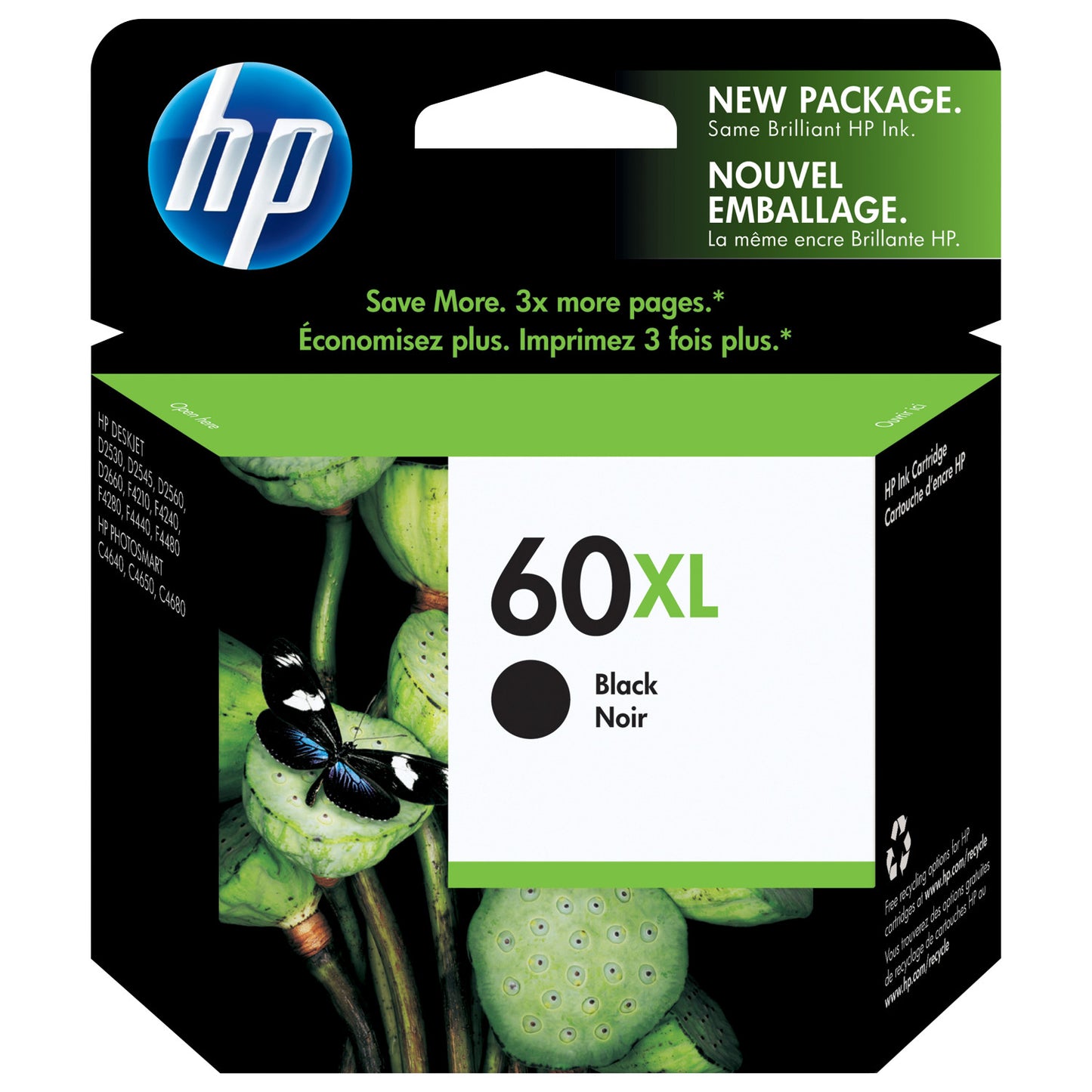 HP 60XL Black High Yield Original Ink Cartridge (CC641WN)
