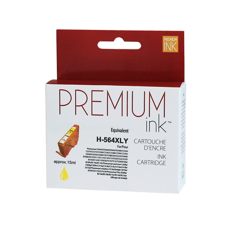 Premium Remanufactured Ink Replacement for HP 564XL Yellow