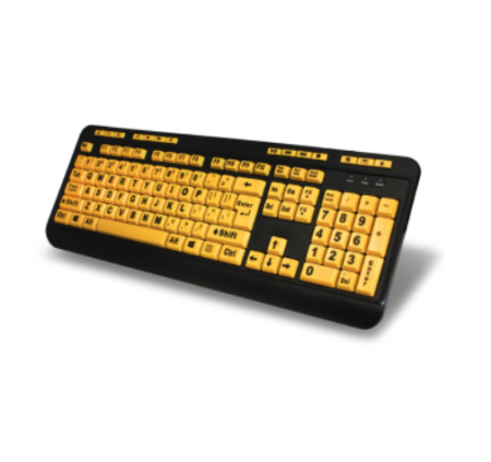 Adesso Keyboard Wired 4X Large Print Multimedia Flourescent Keys PC/Mac – Black & Yellow