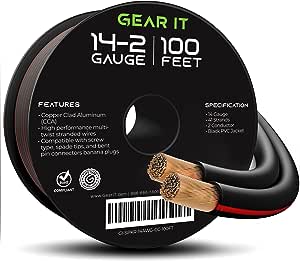 14AWG Speaker Wire, GearIT Pro Series 14 AWG Gauge Speaker Wire Cable (100 Feet / 30.48 Meters)