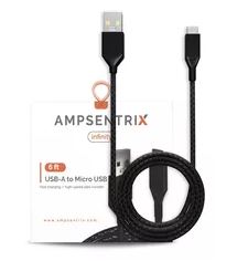 6 FT MICRO USB TO USB TYPE A CABLE (AMPSENTRIX) (INFINITY) (BLACK)