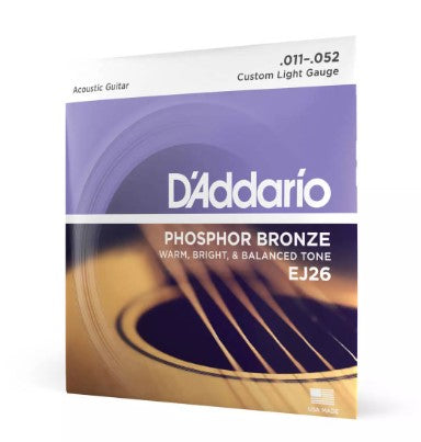 D'Addario EJ26 Phosphor Bronze Light Acoustic Guitar Strings .011-.052