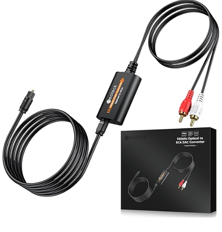 Neoteck 192kHz DAC Converter 7ft/2.1m Optical to RCA Cable SPDIF to RCA Digital to Analog Converter