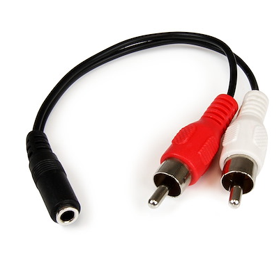 6in Stereo Audio Cable - 3.5mm Female to 2x RCA Male