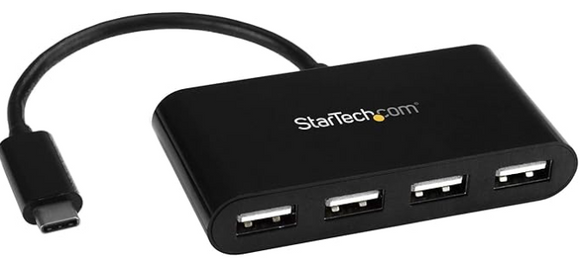 4-Port Portable USB-C to USB 2.0 Hub with Built-in Cable