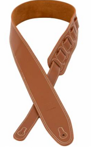 Profile PGS-LS-7000-CG 2.5" Leather Guitar Strap with White Double Stitching - Cognac