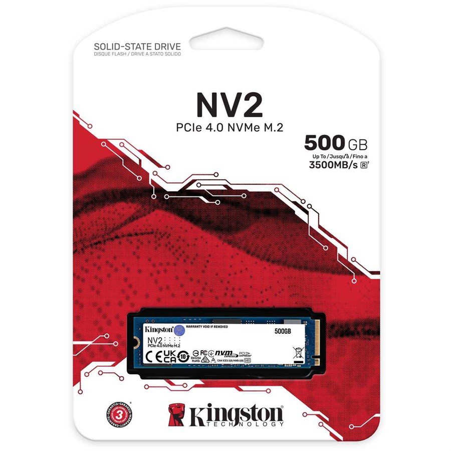 Kingston 500GB NV2 PCIe 4.0 M.2 3500 NVMe SSD