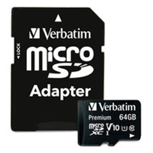 Verbatim 64GB Premium microSDXC Memory Card with Adapter, UHS-I V10 U1 Class 10