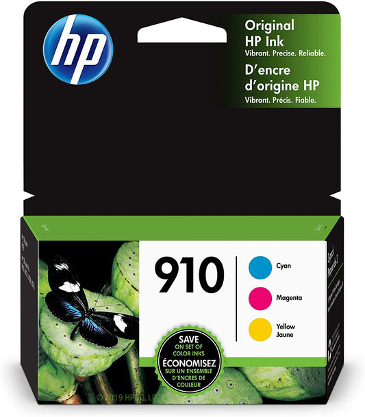 HP 910 Cyan, Magenta & Yellow Original Ink, 3 Cartridges (3YN97AN)