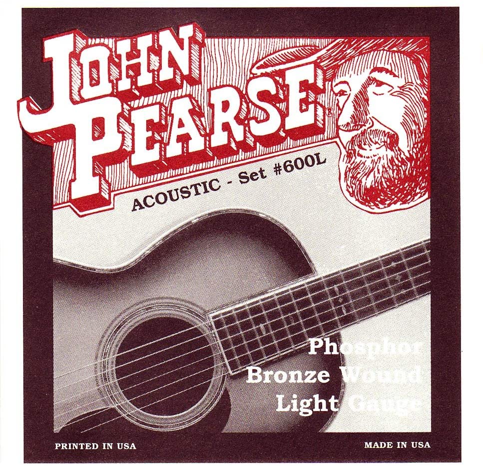 John Pearse 600L Phosphor Bronze Light Acoustic Guitar Strings .012-.053