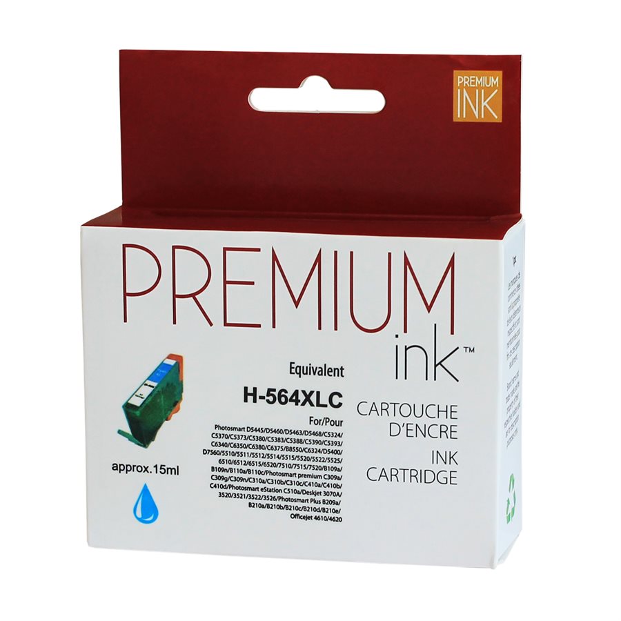 Premium Remanufactured Ink Replacement for HP 564XL Cyan