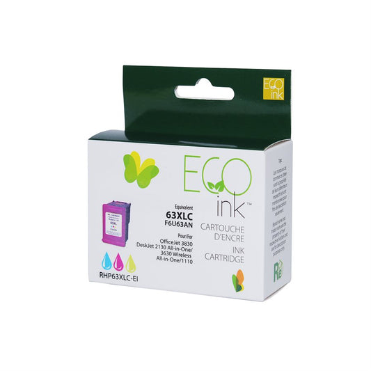 EcoInk Remanufactured Colour ink Replacement for HP 63XL F6U63AN