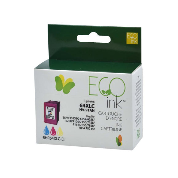 ECOink Remanufactured ink Replacement for HP 64XL Colour N9J92AN