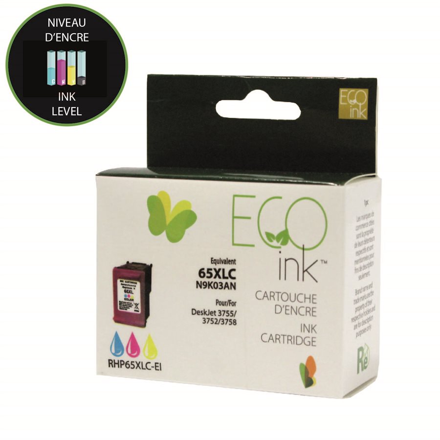 ECOink Remanufactured ink Replacement for HP No.65XL Colour N9K03AN