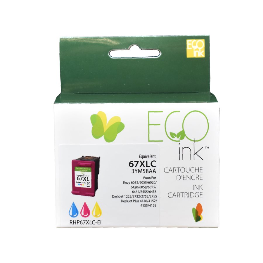 ECOink Remanufactured ink Replacement for HP 67XL colour