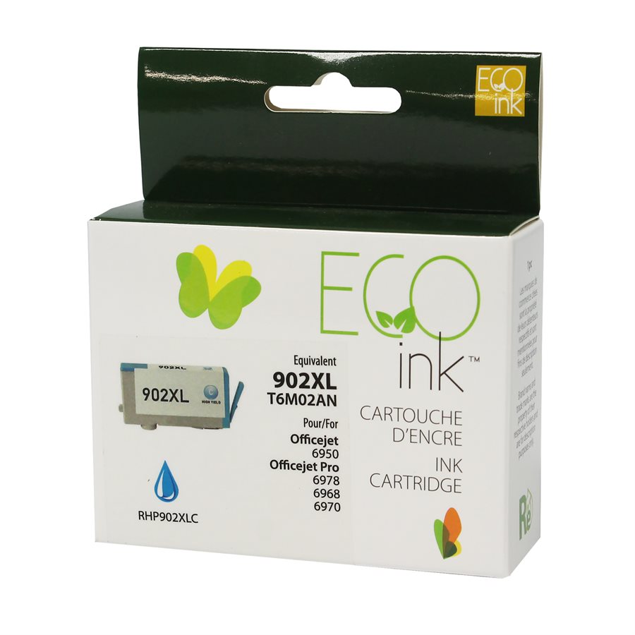 ECOink Remanufactured ink Replacement for HP 902XL Cyan