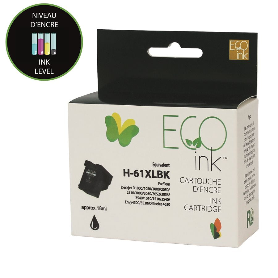 ECOink Remanufactured ink Replacement for HP 61XL Black C563WN