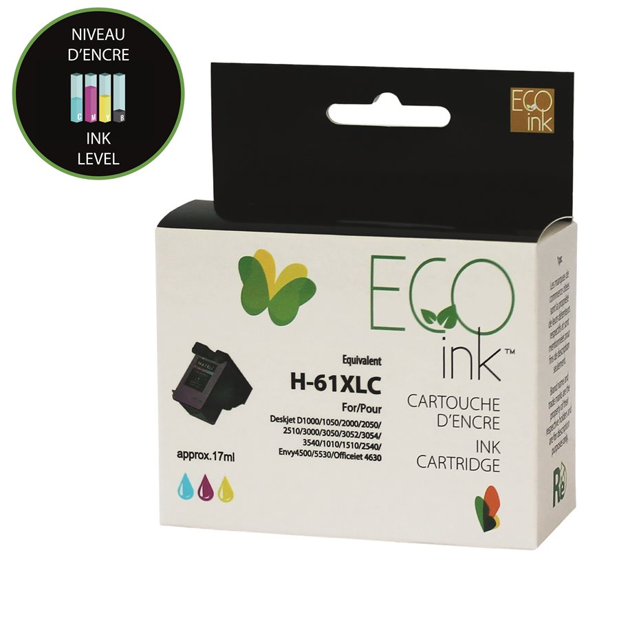 ECOink Remanufactured ink Replacement for HP 61XL Colour CH564WN