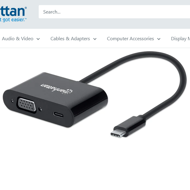 Manhattan USB-C to VGA Converter with Power Delivery Port