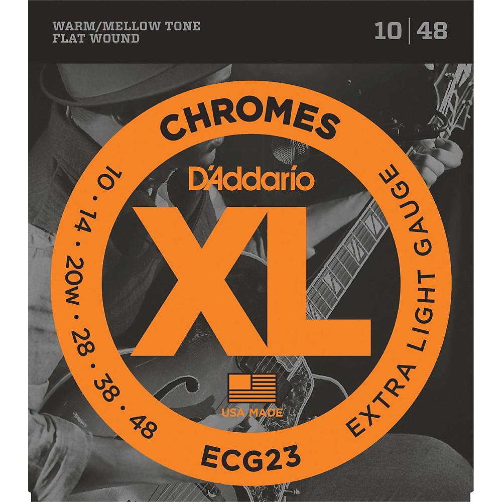 D'Addario ECG23 Chromes Flat Wound Electric Guitar Strings, Extra Light, 10-48 - Perth PC