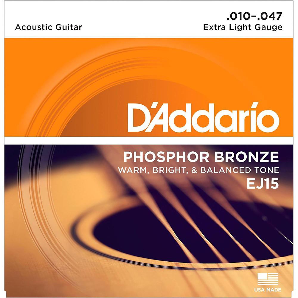 D'Addario EJ15 Phosphor Bronze Acoustic Guitar Strings, Extra Light, 10-47 - Perth PC