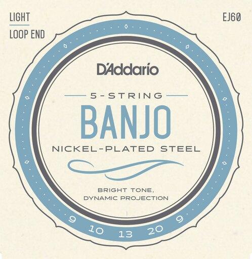 D'Addario EJ60 Nickel 5-String Banjo Strings, Light, 9-20 - Perth PC