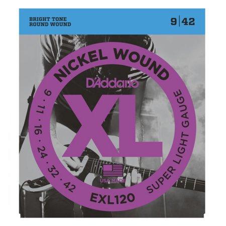 D'Addario EXL120 Nickel Wound Electric Guitar Strings, Super Light, 9-42 - Perth PC