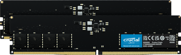 Crucial DDR5-4800 16GB×2 UDIMM Crucial 16GB DDR5 RAM, 4800MHz CL40 Desktop Memory, UDIMM