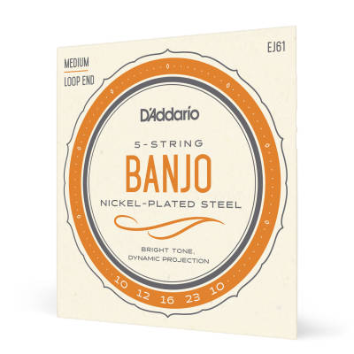 D'Addario EJ61 Nickel 5-String Banjo Strings, Medium, 10-23